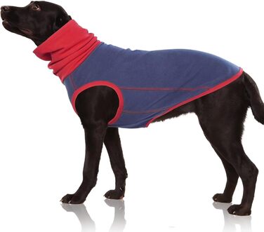 Пуловер для собак IECOii: теплий флісовий пуловер, толстовка, жилетка для собак, нашийник-воріт, сірий, розмір L (обхват грудей 48 см), 2XL (обхват грудей 62 см), темно-синій