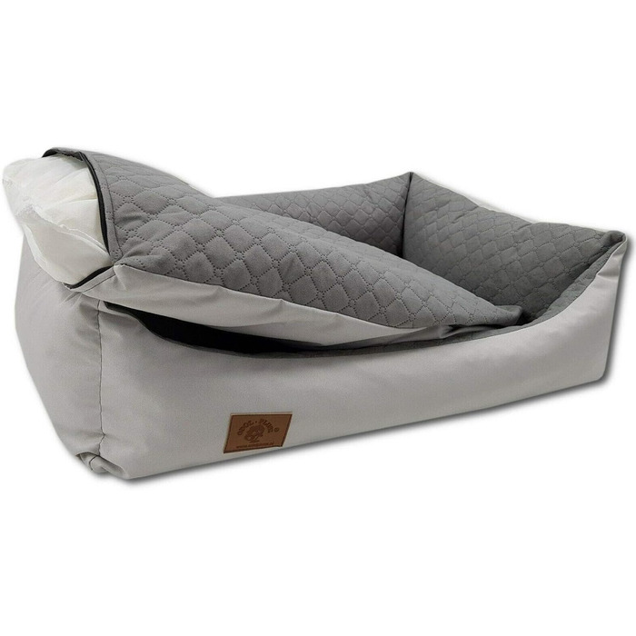 Ліжко для собак Одолплюс XXL - велике, м'яке ліжко-софа для собак, 100x70 см, сірий колір, знімний чохол, зручне та комфортне