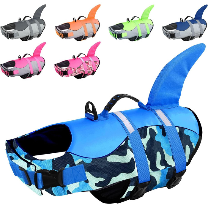 Спасальний жилет для собак 'Hai', блакизно-камуфляжний, XL (набір 1), безпечний для водних розваг