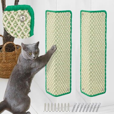 Килимок для дряпання котів JanYoo, сизаль, 60x25 см, 2 шт, зелений. Захист для підлоги, стін, меблів