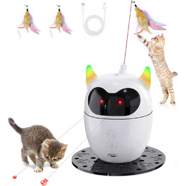 Інтерактивна іграшка для котів, автоматична лазерна іграшка для котів, розумна іграшка для котів/кошенят/собак (біла)