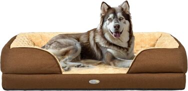 PawHut ліжко для собак, заспокійливе, для маленьких собак, матрац, коричневий, 120 x 80 x 22 см