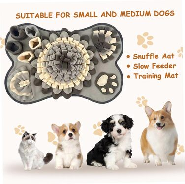 Килимок для собак, 63,5 x 43,2 см, великий, миючий, з дзвоником, нековзний, для ігор та тренування, сірий