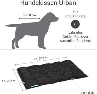 Ортопедичне собаче ліжко Doctor Bark Urban - для великих собак, 90x70 см, чорне, Made in Germany