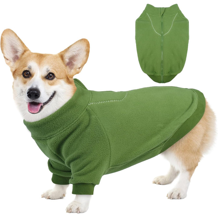 Теплий пуловер Lelepet для собак на блискавці, флісовий халат, одяг для цуценят, одяг для великих собак, теплий халат для домашніх тварин, зелений, XL