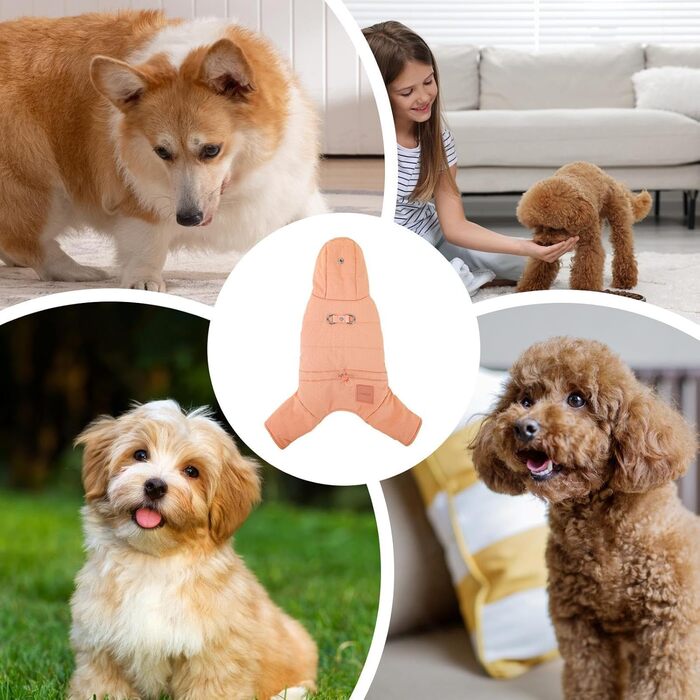 Зимовий одяг для собак: тепла куртка-худі для маленьких собак, 2XL, оранжева | Зручні зимові куртки для собак