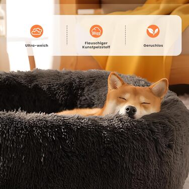 XKISS Лежанка для собак, м'яка, знімний та пральний чохол, оригінальна модель [M, 80см, Темно-сірий]. Лежанка для собак великих, середніх та маленьких порід, зручна та гігієнічна. Розміри: 80 x 80 x 20 см, Темно-сірий колір.