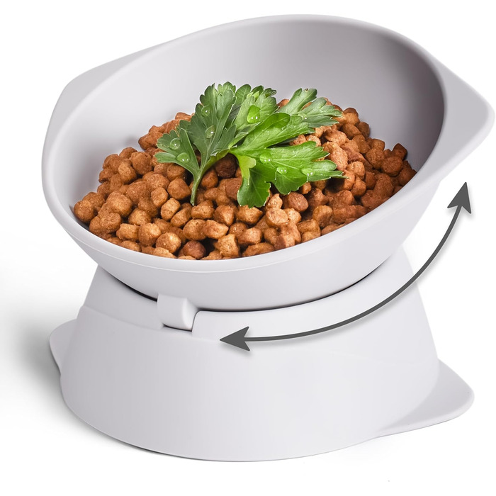 Підвищений годівниця для котів ne&no® Silikon з регульованим нахилом, сірий колір каменю | годівниця для котів | миска для котів