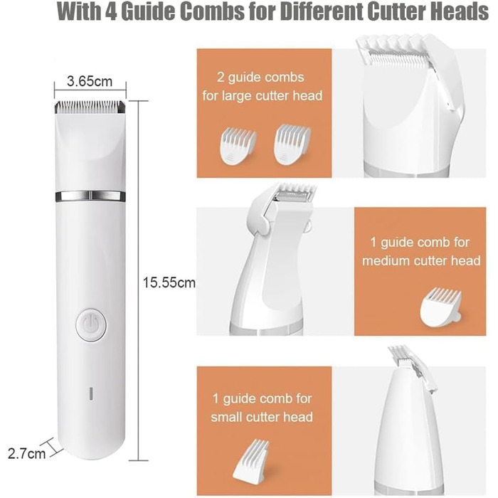 Мультитрим Про - 4-в-1 триммер для собак Dr Pfoten: стрижка лап, вух, обличчя. З насічкою для обрізки кігтів.