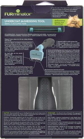 FURminator щітка для вичісування підшерстя для котів S, довга шерсть, 2в1, сіра – професійна фурмінатор-щітка для маленьких котів і собак, подвійна, покращений дизайн, догляд за шерстю
