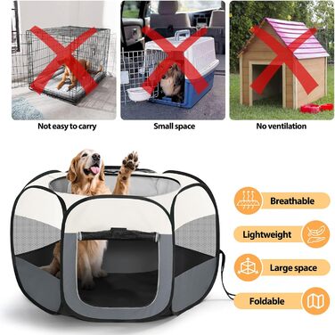 Клітка-переноска для цуценят та дрібних тварин, розкладний вольєр для собак, котів та інших дрібних тварин. Водонепроникний вольєр з Оксфордської тканини з сумкою для перенесення (зелений, L(110x110x0cm))