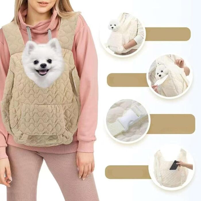 Рюкзак-переноска для собак та котів Ahuuen - дихаючий, м'який, для маленьких собак, кошенят, подорожей, кемпінгу, прогулянок, їзди на велосипеді, Khaki