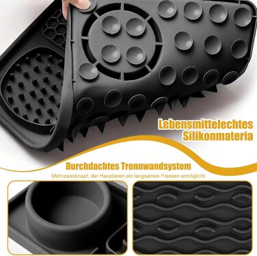 Матиця для собак 2 шт. з шпателем, лижуча килимок для собак та котів з присосками для купання, догляду за шерстю, тренувань, годівлі, повільне годування, зменшення тривоги, іграшка для собак (чорний+фіолетовий)