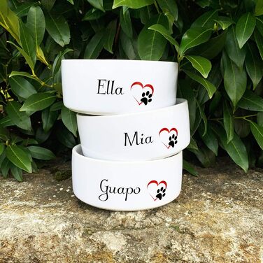 Керамічна годівниця для собак з іменем вашого улюбленця | Миска для корму та води (лапка) - 1.300 мл