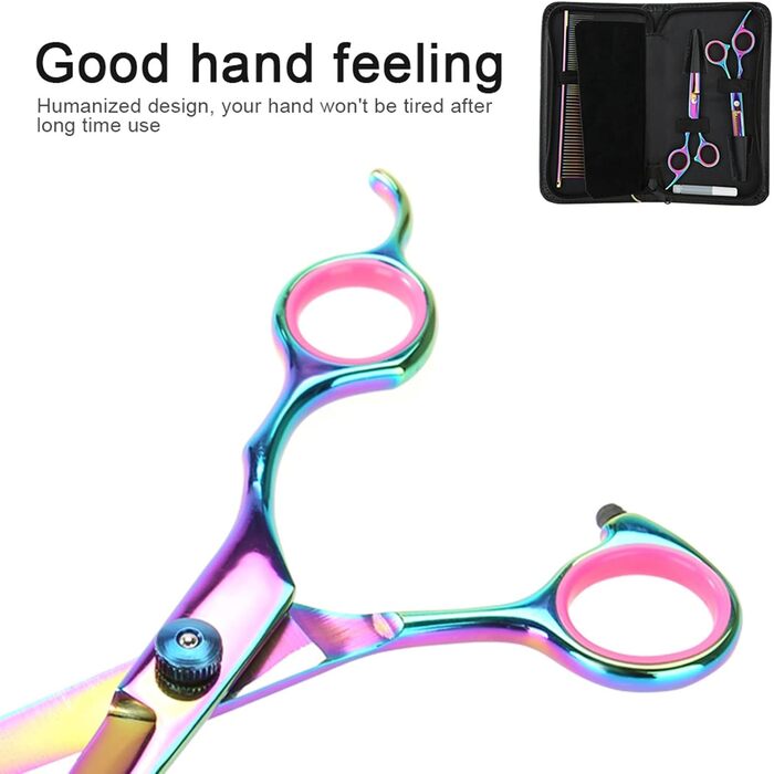 Набір професійних ножиць для грумінгу домашніх тварин: ножиці для стрижки шерсті собак, ножиці для розрідження, вигнуті ножиці, універсальні ножиці