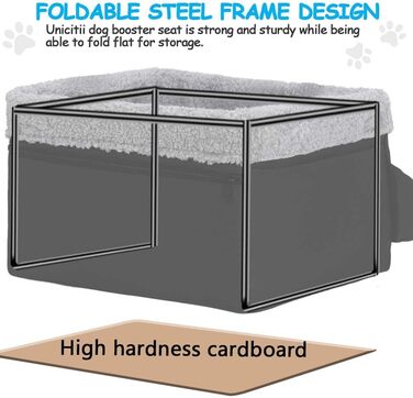 Автокрісло для собак - підвищене автокрісло для маленьких собак, цуценят. Чорно-сірий колір, вантажопідйомність до 20lbs