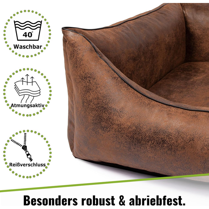 CopcoPet лежанка для собак великих порід【миється та не слизька】 Корзина для собак XXL з штучної шкіри, що імітує велюр, захищає суглоби, підходить для дому, легка у догляді, лежанка для собак у коричневому кольорі 110 x 90 см, розмір L 110 x 90 x 30 см, а