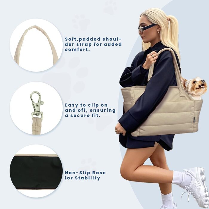 Легка переносна сумка для собак до 6,8 кг, степкова сумка-переноска для цуценят, з кріпленням для безпеки, дамська сумка для собак для подорожей/покупок (Коричнева)