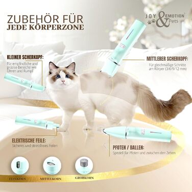 Машинка для стрижки собак та котів JOY & EMOTION® 6-в-1 з лазером та УФ-світлом | Бездротова машинка для грумінгу тварин | Тиха машинка для стрижки кігтів