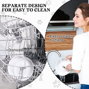 Підвищений годівниця для котів Rtteri, антиковзаюча, з металевим підставкою, керамічна, чорна/біла