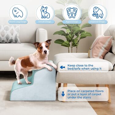 Сходинки для собак та котів, 3 ступені, 40 см, сірі (блакитні), миються, протиковзкі