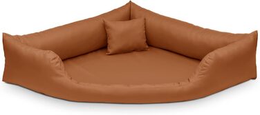 Килимок для собак Juelle з штучної шкіри, кутовий, для середніх та великих собак, м'який, диван-лежанка Gabi M-XXL (80x80 см, L - 100x100x22 см, карамель)