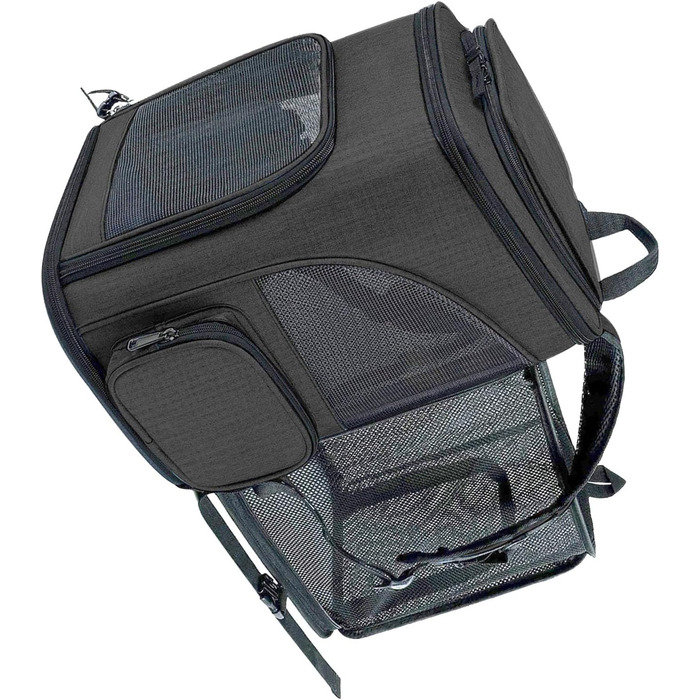 Рюкзак-переноска для котів RASTKY, складана переноска для тварин, міцна переноска для собак та малих тварин до 8 кг, ідеально підходить для візитів до ветеринара, прогулянок у парку, сірий (чорний)