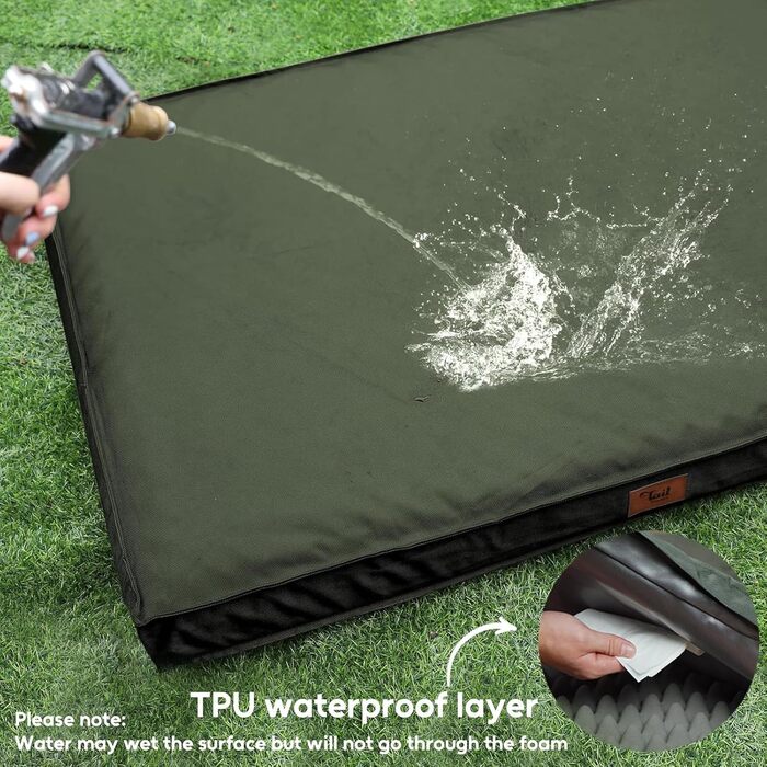 Зручне собаче ліжко Outdoor для великих собак, вологостійке, ортопедичне з ефектом пам'яті, знімний кулер та водонепроникний чохол