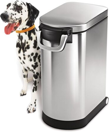 Контейнер для корму simplehuman CW1886 25 л, нержавіюча сталь, герметичний, для зберігання сухого корму для собак і котів, 12 кг, 10 років гарантії