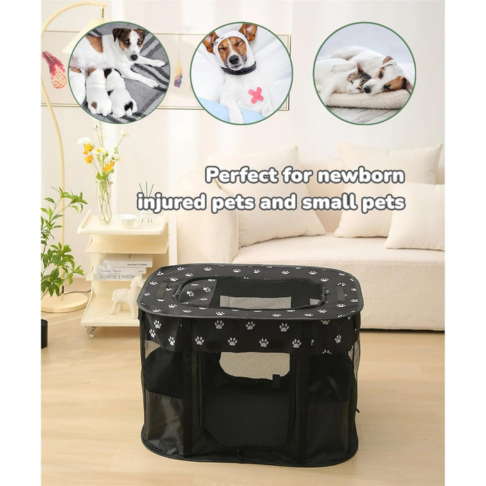 Портативне собаче будиночок/загороди для тварин 90x70x60 см. Складаний вольєр для домашніх тварин, прямокутний, кімната для відпочинку, будиночок для котів/цуценят, чорний