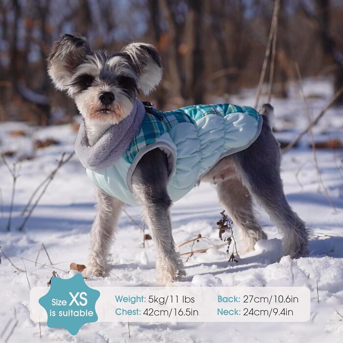 Зимовий одяг для собак FUAMEY – тепла куртка для собак з блискавкою, інтегрованим шлейкою, м'якою підкладкою, водовідштовхувальна, світловідбиваюча – рожевий леопард, розміри S, M, L (X-Large(обхват грудей:76 см), зелений клітка)