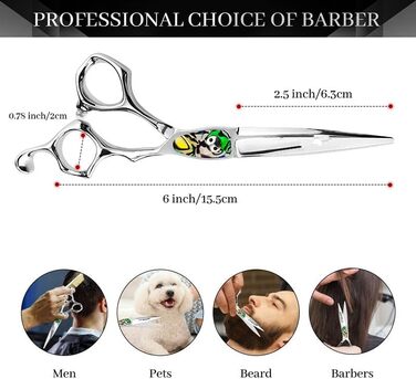 Набір ножиць для грумінгу собак 6 дюймів: прямі та розріджуючі ножиці для професійного догляду за шерстю.