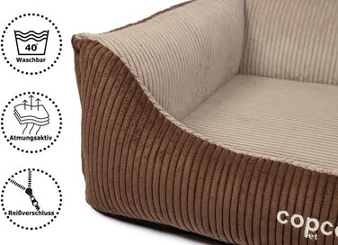 Ортопедичне собаче ліжко CopcoPet з тканини, великі породи, кошик для собак з неслизьким дном, ліжко для собак, що захищає суглоби, XXL, 110 x 90 см, коричневий/бежевий