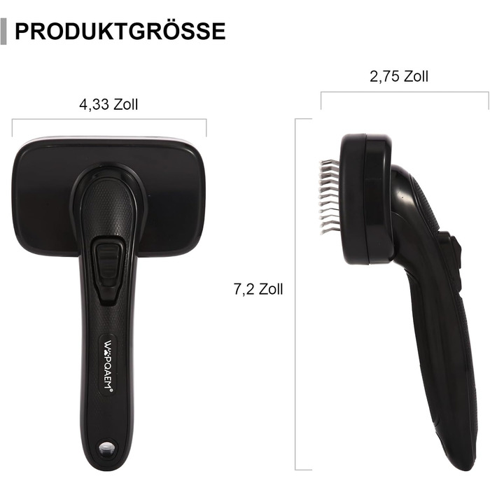 Щітка для собак та котів, самоочисна, для вичісування підшерстка та відмерлого волосся, для довгошерстих та короткошерстих порід, чорна