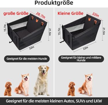 Автомобільний аксесуар для собак - крісло-підвищувач для великих собак до 25 кг (Чорний, L)
