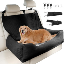 Автокрісло для собак Honey Paws - універсальне, для середніх та великих собак (до 25 кг), чорне, з неслизьким покриттям