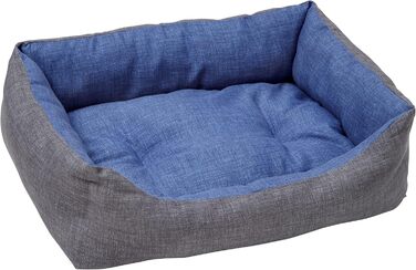 Лежак для собак Baroni Home прямокутний з двосторонньою подушкою, 70x85 см, сірий і синій