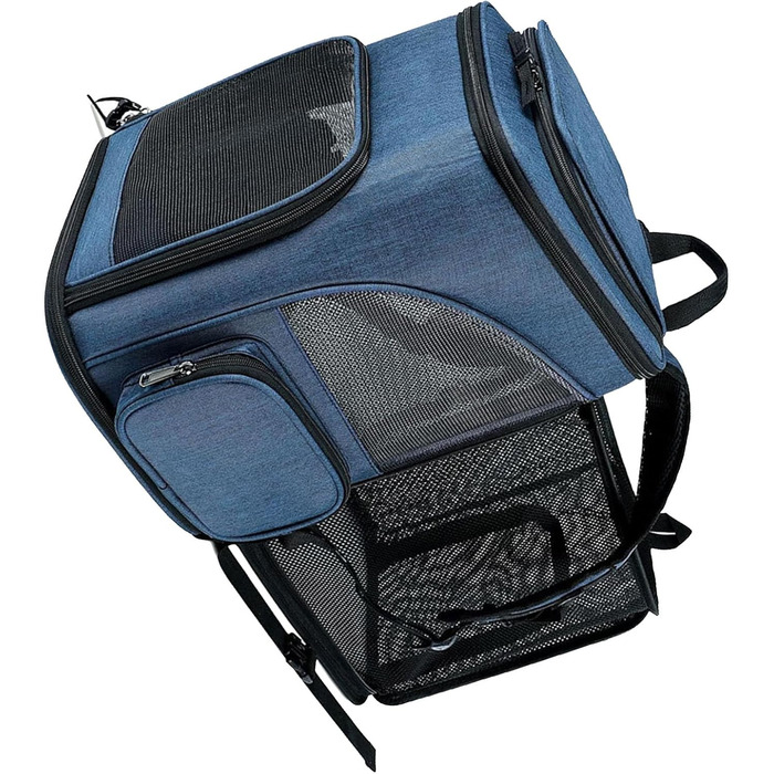 Рюкзак-переноска для котів RASTKY, складана переноска для тварин, міцна переноска для собак та малих тварин до 8 кг, ідеально підходить для візитів до ветеринара, прогулянок у парку, сірий (чорний) (блакитний)