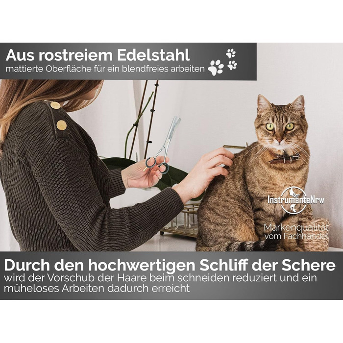 Професійна ножиця для собак, витоншування шерсті, 30 зубців, двостороння, 15.24 см, срібна