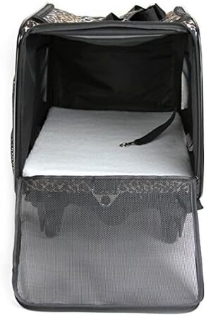 Транспортна сумка для домашніх тварин DBEST Products, середнього розміру, м'які стінки, складана, для собак та котів, схвалена авіаперевізниками, сумка-переноска Leopard
