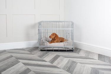 Металева клітка для собак із розсувними дверима Lords & Labradors, срібляста, розмір M, міцна переноска для середніх домашніх тварин