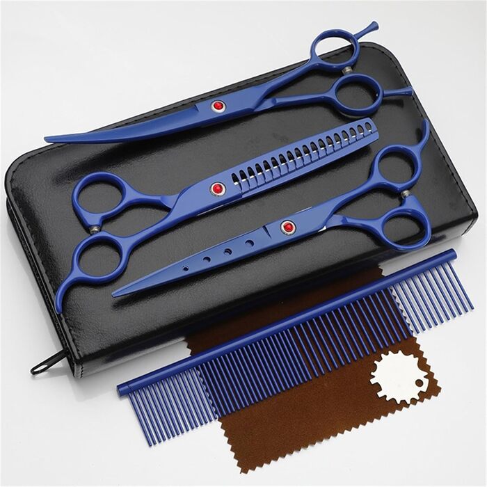 Набір ножиць для собак 3 в 1: прямі, зубчасті та вигнуті ножиці для собак, котів та інших тварин