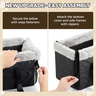 Автокрісло для собак з PU-шкіри, Рожеве (Чорне PU-шкіра)