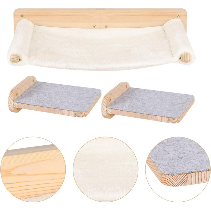 Крісло-гамак для котів на стіну, гамак для котів, міцний гамак для котів на стіну до 35 кг, кліматична стіна для котів, ліжко для котів для сну та відпочинку - 61 * 40 * 15 см – білий