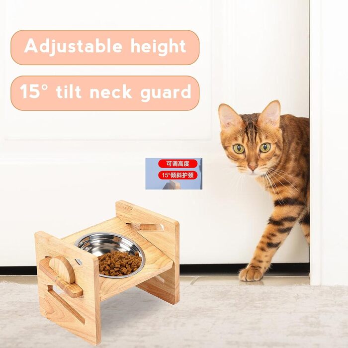 Підвищений годівниця для собак, годівниця для собак на підставці, регульована висота, миски з нержавіючої сталі, 4 рівні, для собак та котів