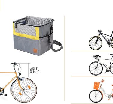 Велосипедний кошик для собак Greabuy, переноска для тварин, сітчаста накидка, захист плеча, безпечний та зручний для котів та маленьких собак