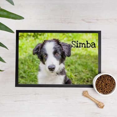 Персоналізована підставка для миски для собак та котів Wanapix з ім'ям та фото | Нековзна гумова основа | 60 x 40 см | Можна прати в пральній машині