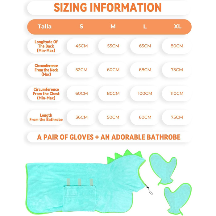 Рушник для собак JOOV E Dog Trockenmante: супер впитываючий, для купання, плавання, після прогулянки (зелений жаб, S, блакитний динозавр)