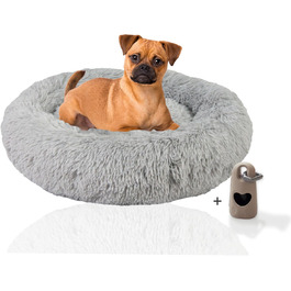 Кругле ліжко для собак Donut від Rohrschneider | З набором пакетів для збору відходів | М'яке ліжко для великих собак | Кругле собаче ліжко з великим подушкою | Ліжко для тварин, що можна прати | Корзина для собак, м'яке ліжко | Розмір L, діаметр приблизно 100 см (Д 70 x Ш 70 x В 12 см)