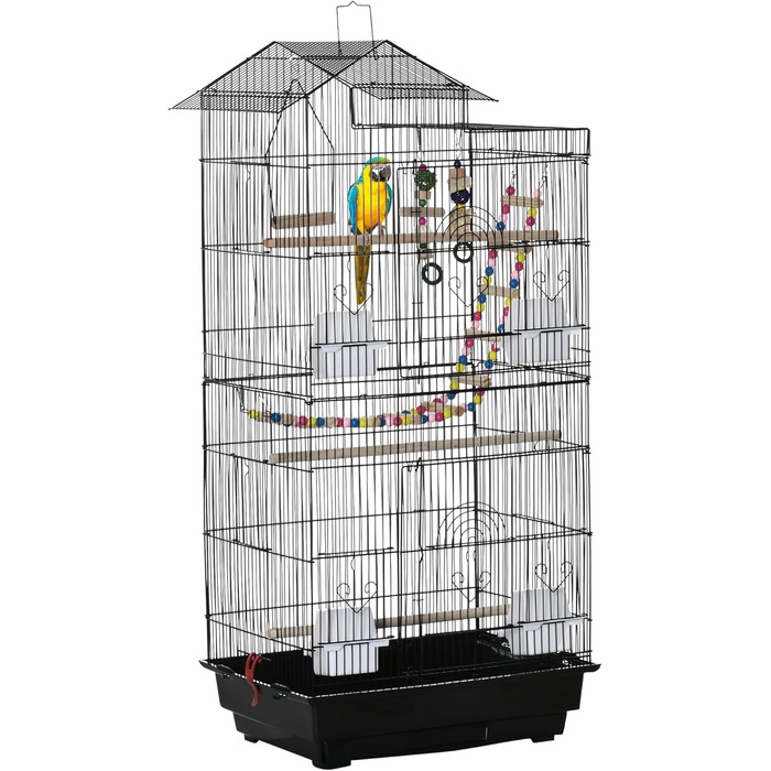 Клітка для птахів PawHut 46x36x100 см, з годівницями та жердочками, для хвилястих папуг, корел, канарок